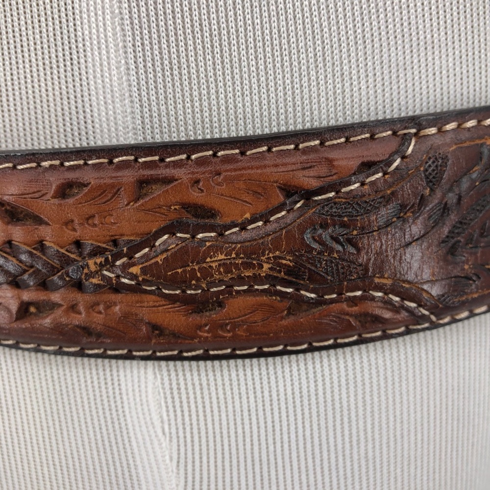Boho Western Belt Brown Tooled Leather Resistol View 5